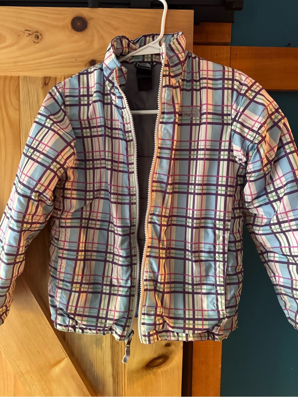 The North Face Plaid Lightweight Puffer Jacket - Blue/Purple